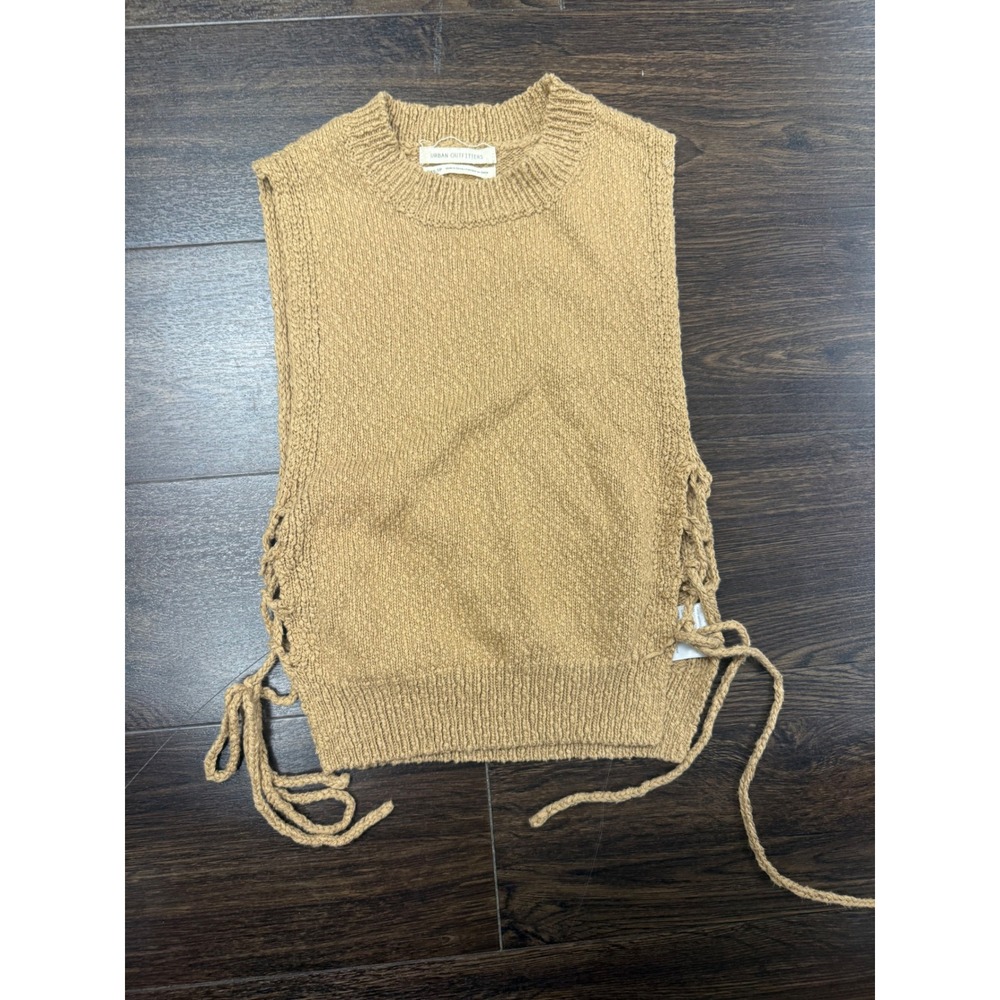 Urban Outfitters Side-Tie Knit Sweater Vest - Camel - XS/TP